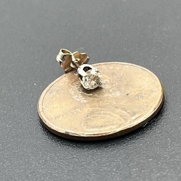 Designer Signed 14K White Gold Prong Set Round Diamond Stud Earring *Single - Picture 2 of 13